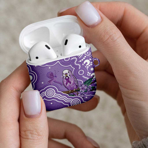 Australia Epilepsy Awareness AirPods Case Purple Budgerigar Plumeria Aboriginal - Aussie Hoodie
