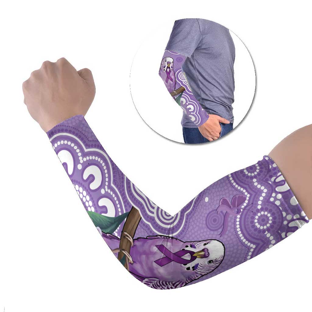 Australia Epilepsy Awareness Arm Sleeves Purple Budgerigar Plumeria Aboriginal - Aussie Hoodie