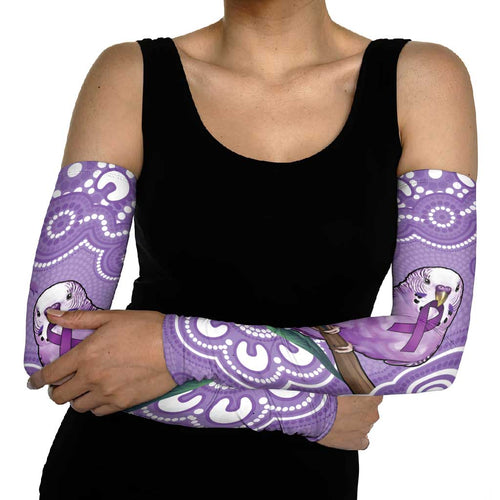 Australia Epilepsy Awareness Arm Sleeves Purple Budgerigar Plumeria Aboriginal - Aussie Hoodie