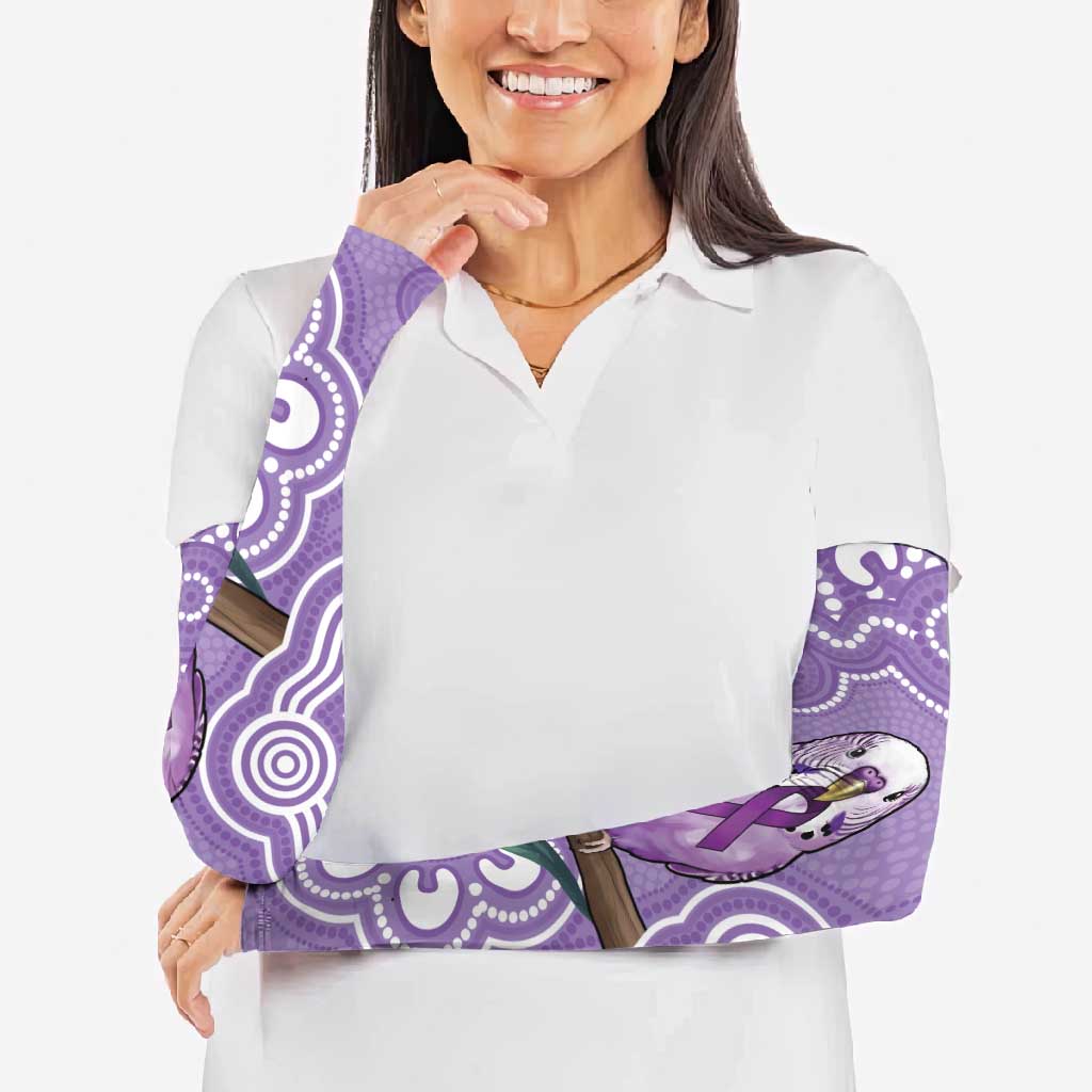 Australia Epilepsy Awareness Arm Sleeves Purple Budgerigar Plumeria Aboriginal - Aussie Hoodie