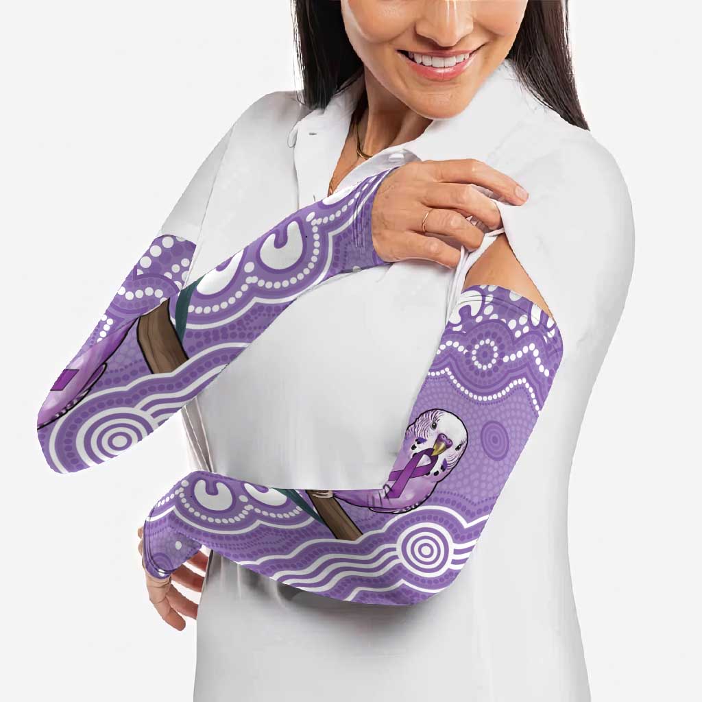 Australia Epilepsy Awareness Arm Sleeves Purple Budgerigar Plumeria Aboriginal - Aussie Hoodie