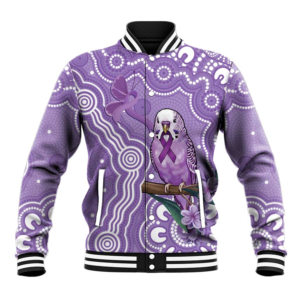 Australia Epilepsy Awareness Baseball Jacket Purple Budgerigar Plumeria Aboriginal - Aussie Hoodie