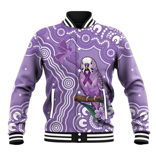 Australia Epilepsy Awareness Baseball Jacket Purple Budgerigar Plumeria Aboriginal - Aussie Hoodie