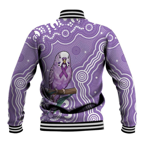 Australia Epilepsy Awareness Baseball Jacket Purple Budgerigar Plumeria Aboriginal - Aussie Hoodie