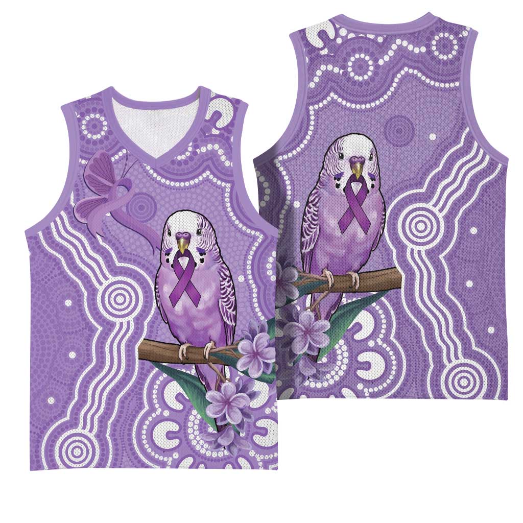 Australia Epilepsy Awareness Basketball Jersey Purple Budgerigar Plumeria Aboriginal - Aussie Hoodie