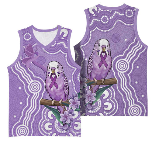 Australia Epilepsy Awareness Basketball Jersey Purple Budgerigar Plumeria Aboriginal - Aussie Hoodie