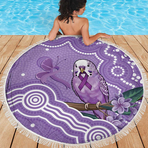 Australia Epilepsy Awareness Beach Blanket Purple Budgerigar Plumeria Aboriginal - Aussie Hoodie