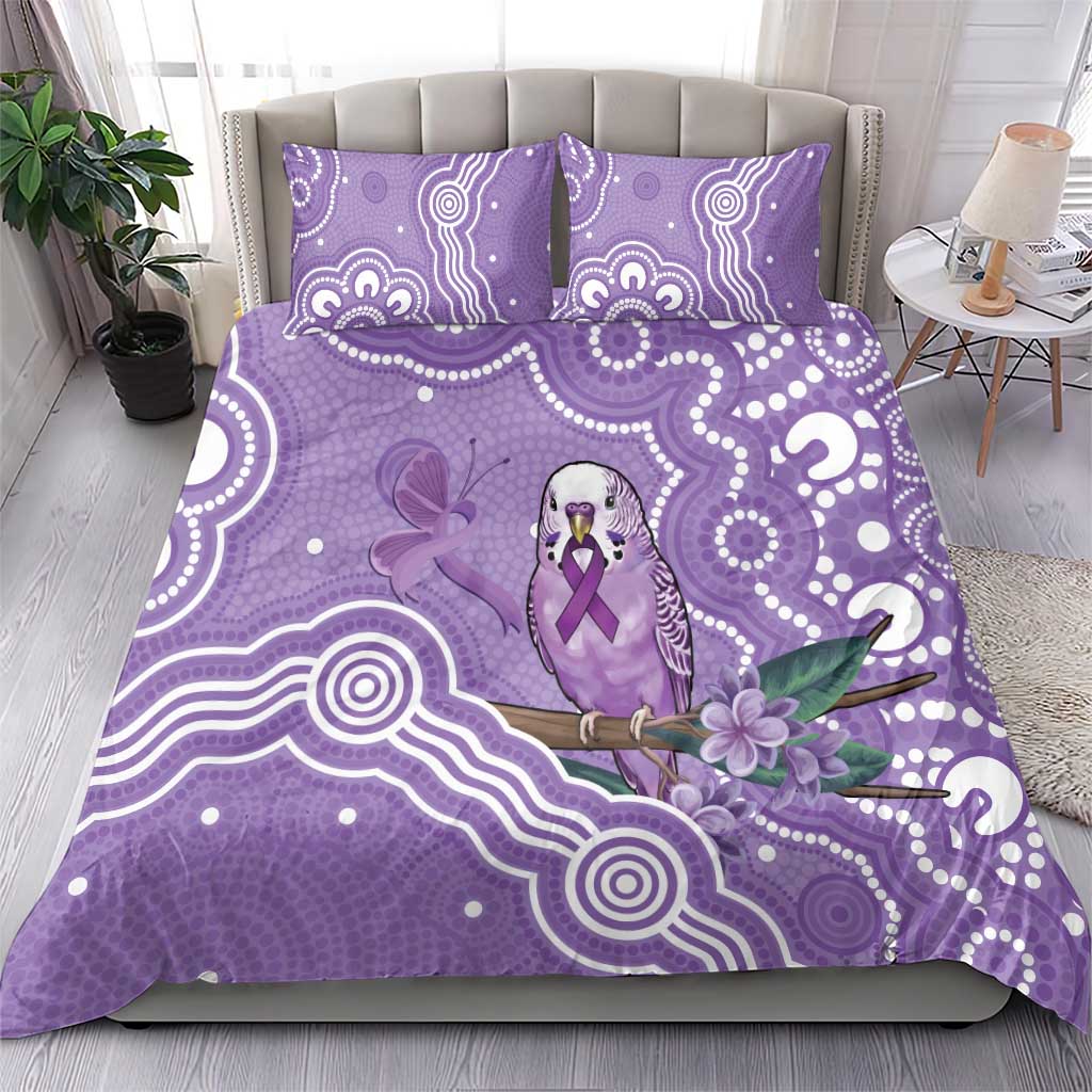 Australia Epilepsy Awareness Bedding Set Purple Budgerigar Plumeria Aboriginal - Aussie Hoodie