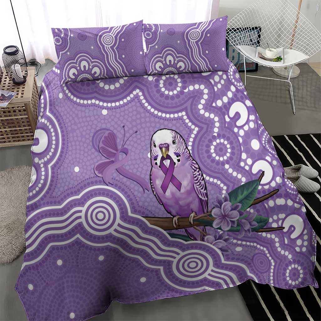 Australia Epilepsy Awareness Bedding Set Purple Budgerigar Plumeria Aboriginal - Aussie Hoodie