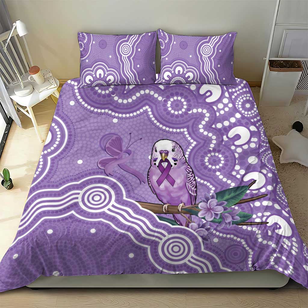 Australia Epilepsy Awareness Bedding Set Purple Budgerigar Plumeria Aboriginal - Aussie Hoodie