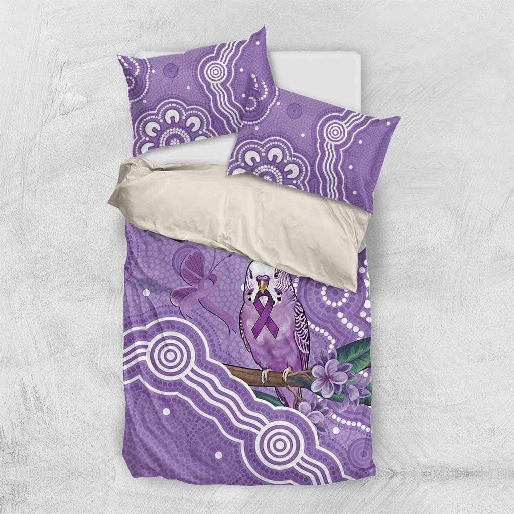 Australia Epilepsy Awareness Bedding Set Purple Budgerigar Plumeria Aboriginal - Aussie Hoodie