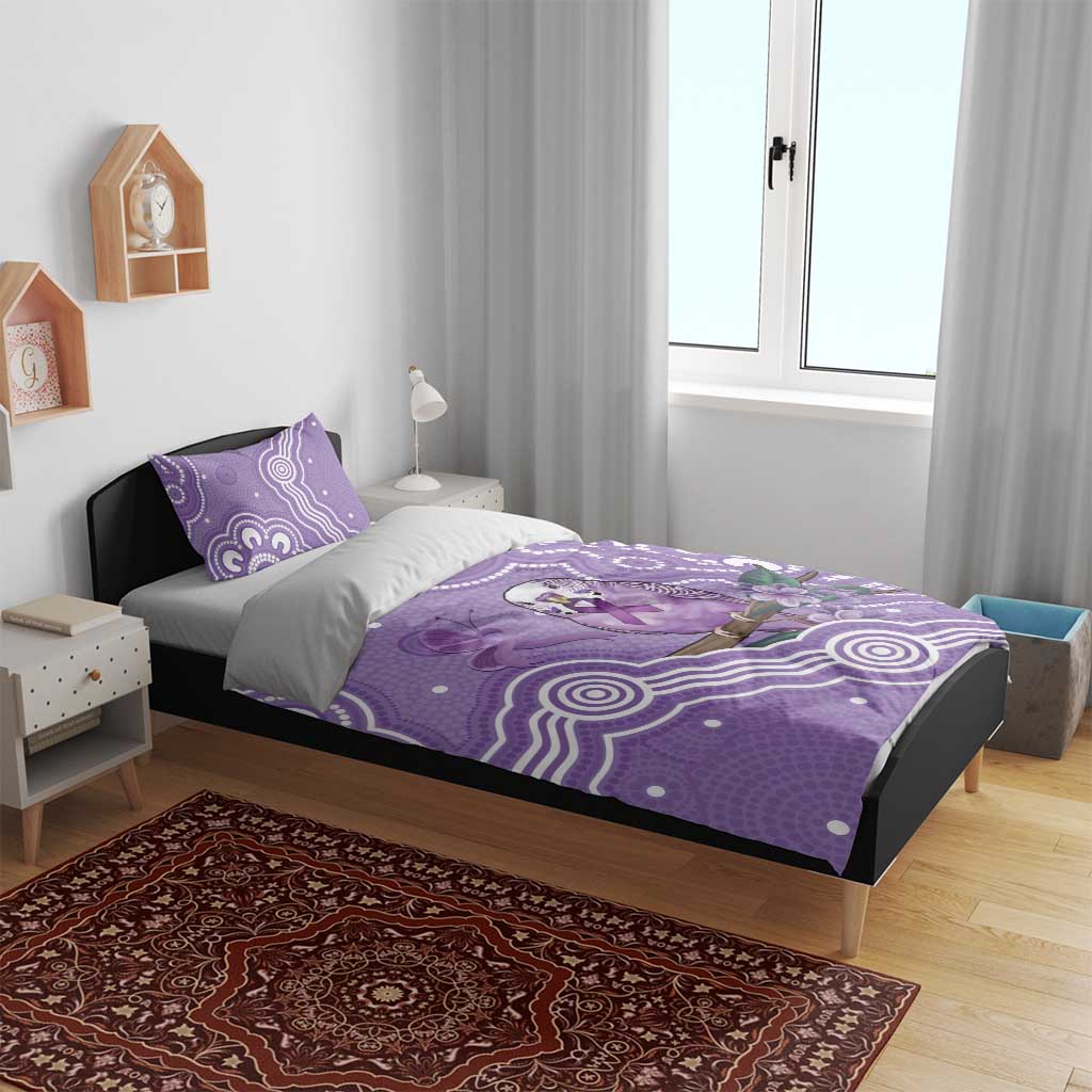 Australia Epilepsy Awareness Bedding Set Purple Budgerigar Plumeria Aboriginal - Aussie Hoodie