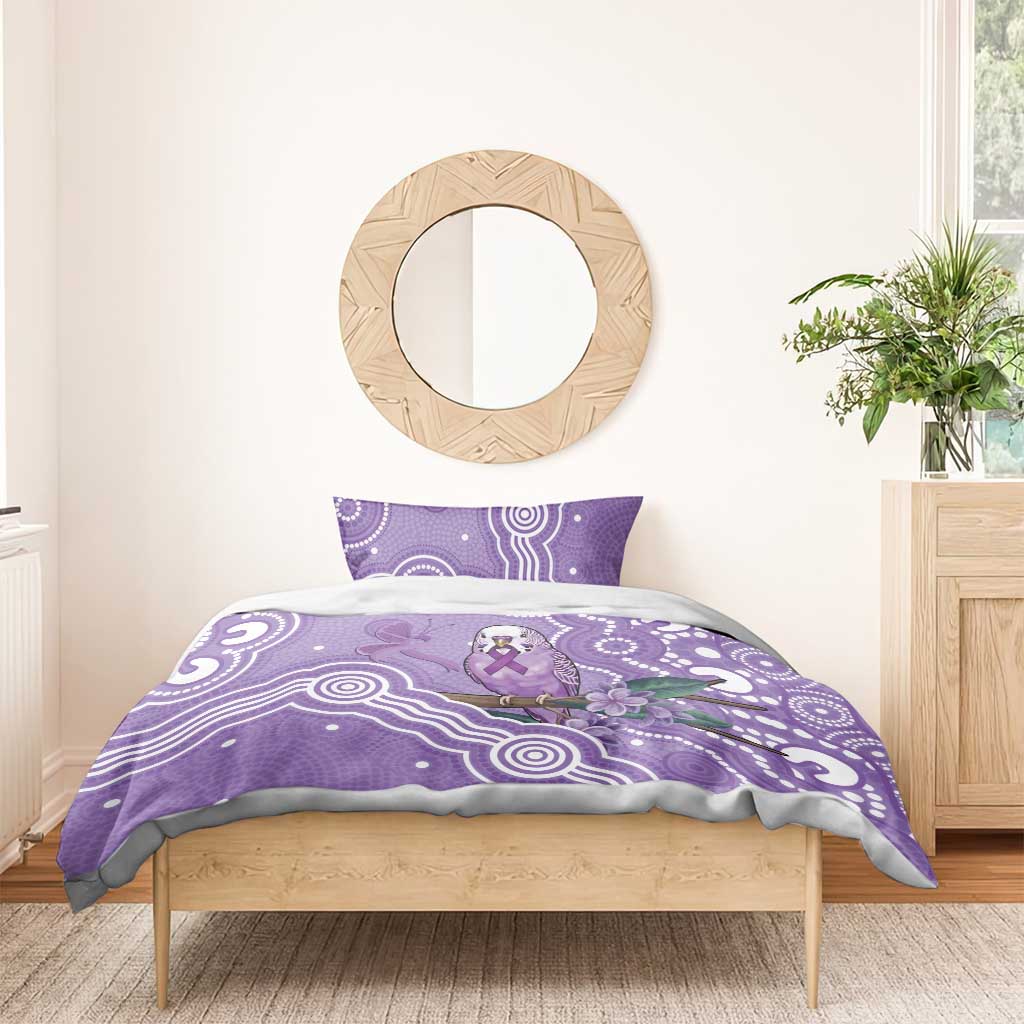Australia Epilepsy Awareness Bedding Set Purple Budgerigar Plumeria Aboriginal - Aussie Hoodie