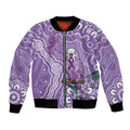 Australia Epilepsy Awareness Bomber Jacket Purple Budgerigar Plumeria Aboriginal - Aussie Hoodie