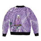 Australia Epilepsy Awareness Bomber Jacket Purple Budgerigar Plumeria Aboriginal - Aussie Hoodie