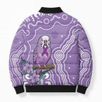 Australia Epilepsy Awareness Bomber Puffer Jacket Purple Budgerigar Plumeria Aboriginal - Aussie Hoodie