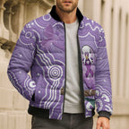 Australia Epilepsy Awareness Bomber Puffer Jacket Purple Budgerigar Plumeria Aboriginal - Aussie Hoodie