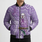 Australia Epilepsy Awareness Bomber Puffer Jacket Purple Budgerigar Plumeria Aboriginal - Aussie Hoodie