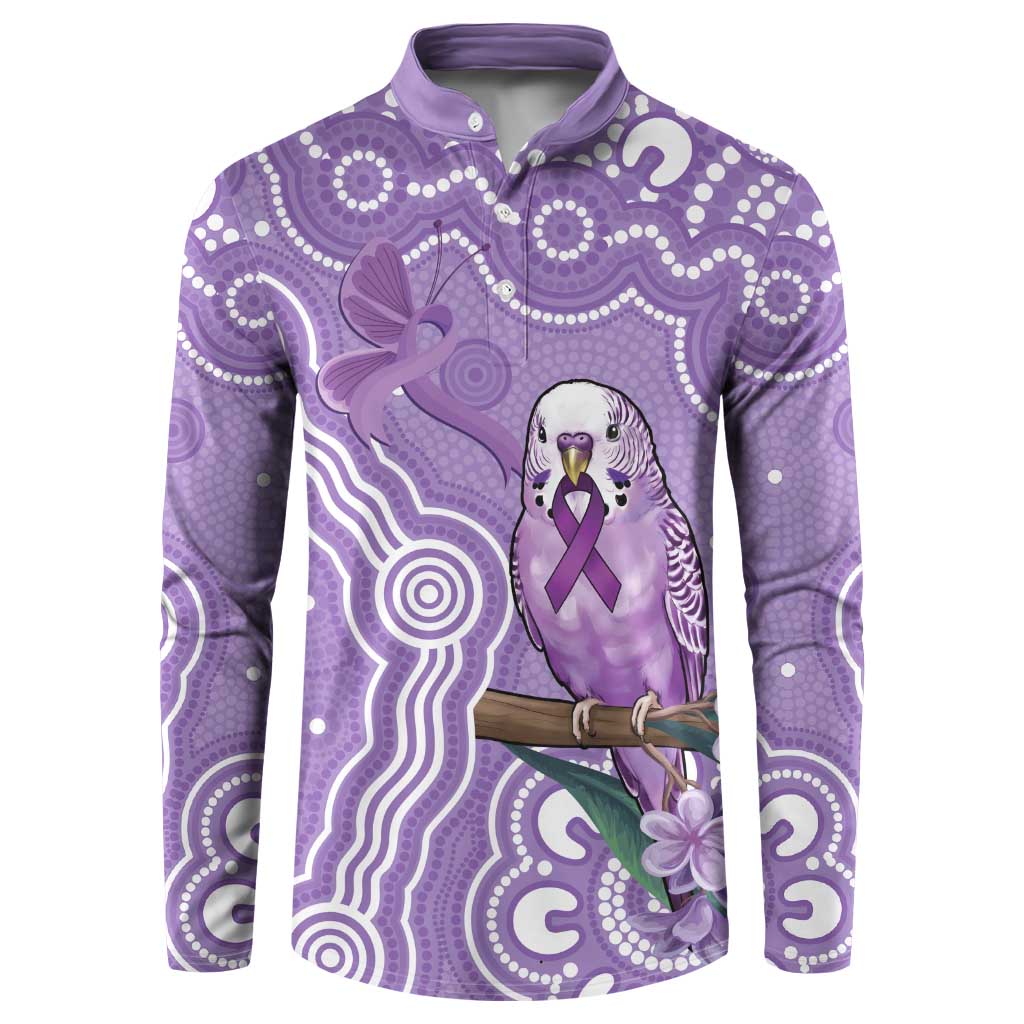 Australia Epilepsy Awareness Button Sweatshirt Purple Budgerigar Plumeria Aboriginal - Aussie Hoodie