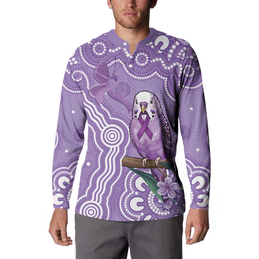 Australia Epilepsy Awareness Button Sweatshirt Purple Budgerigar Plumeria Aboriginal - Aussie Hoodie