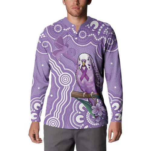 Australia Epilepsy Awareness Button Sweatshirt Purple Budgerigar Plumeria Aboriginal - Aussie Hoodie