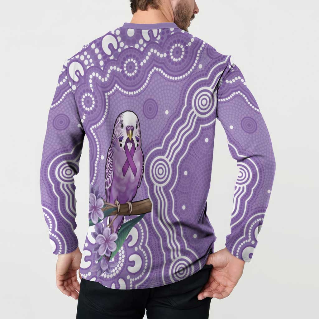Australia Epilepsy Awareness Button Sweatshirt Purple Budgerigar Plumeria Aboriginal - Aussie Hoodie