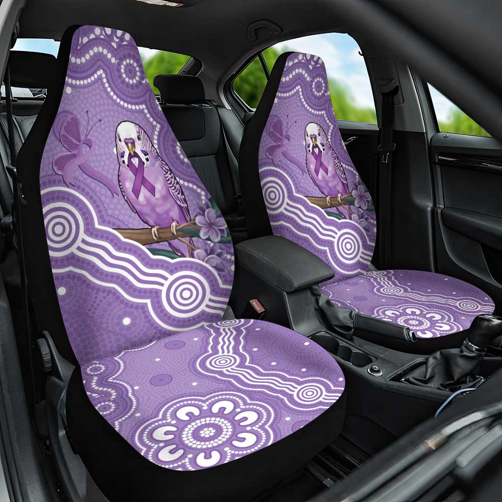 Australia Epilepsy Awareness Car Seat Cover Purple Budgerigar Plumeria Aboriginal - Aussie Hoodie