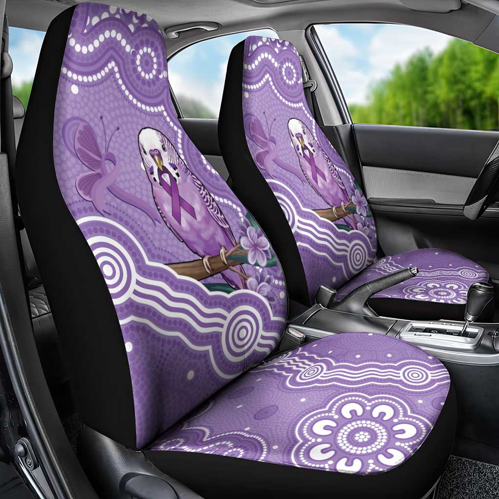Australia Epilepsy Awareness Car Seat Cover Purple Budgerigar Plumeria Aboriginal - Aussie Hoodie