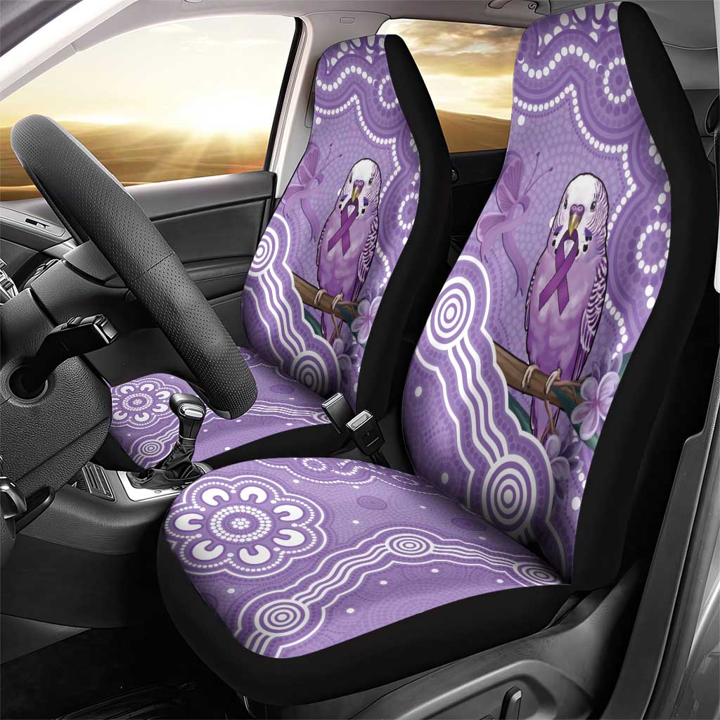 Australia Epilepsy Awareness Car Seat Cover Purple Budgerigar Plumeria Aboriginal - Aussie Hoodie