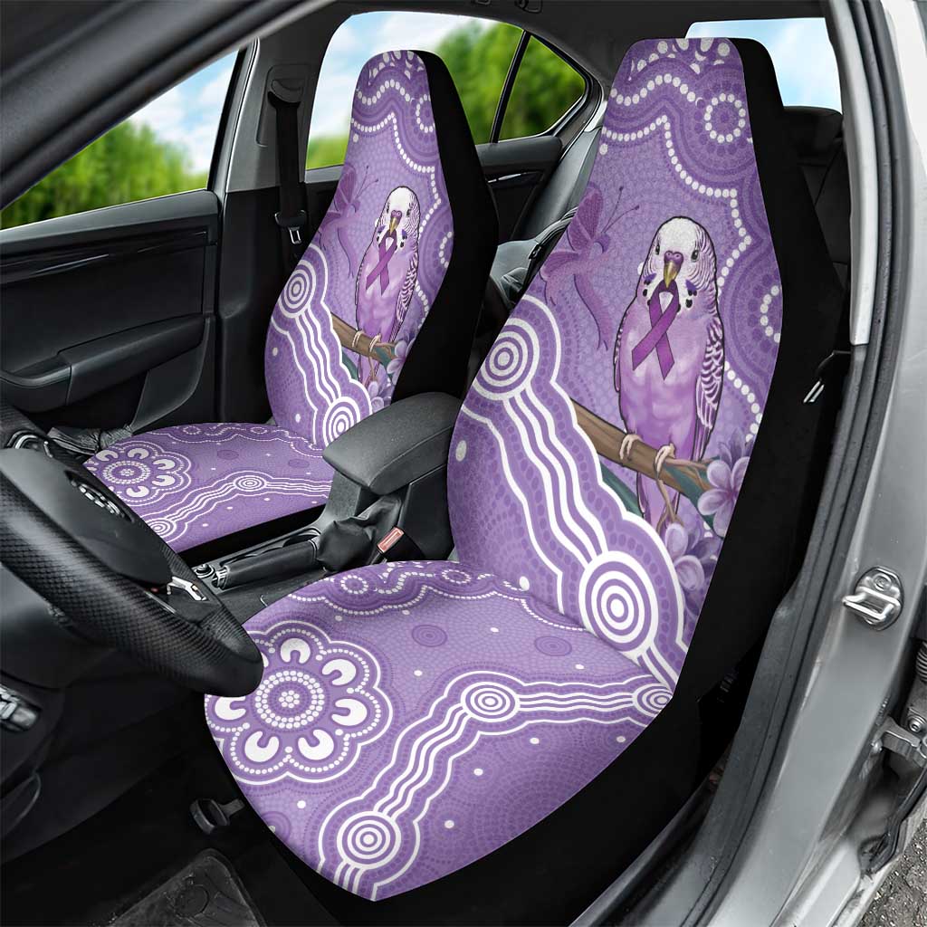 Australia Epilepsy Awareness Car Seat Cover Purple Budgerigar Plumeria Aboriginal - Aussie Hoodie