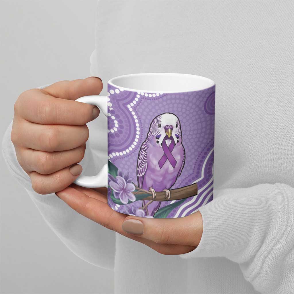 Australia Epilepsy Awareness Ceramic Mug Purple Budgerigar Plumeria Aboriginal - Aussie Hoodie