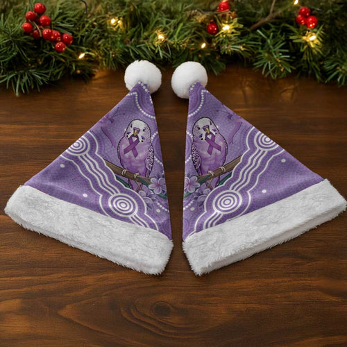 Australia Epilepsy Awareness Christmas Santa Hat Purple Budgerigar Plumeria Aboriginal - Aussie Hoodie