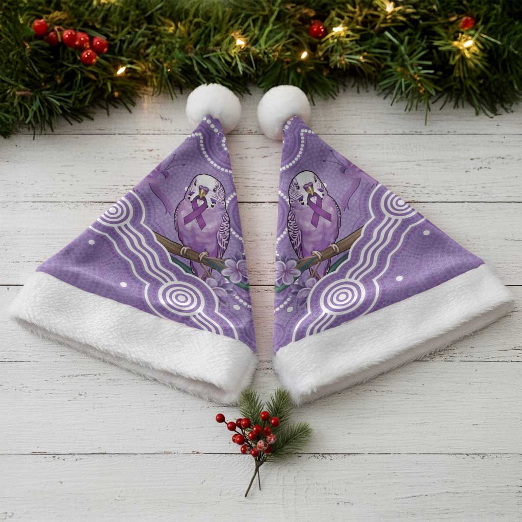 Australia Epilepsy Awareness Christmas Santa Hat Purple Budgerigar Plumeria Aboriginal - Aussie Hoodie
