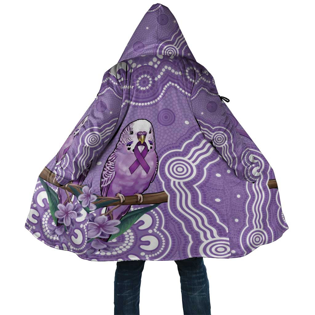 Australia Epilepsy Awareness Cloak Purple Budgerigar Plumeria Aboriginal - Aussie Hoodie