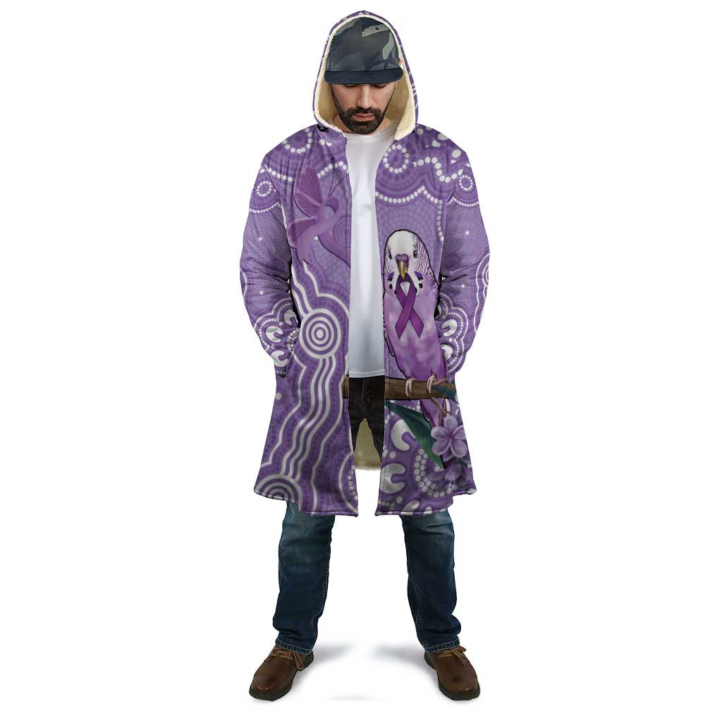 Australia Epilepsy Awareness Cloak Purple Budgerigar Plumeria Aboriginal - Aussie Hoodie