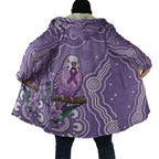 Australia Epilepsy Awareness Cloak Purple Budgerigar Plumeria Aboriginal - Aussie Hoodie