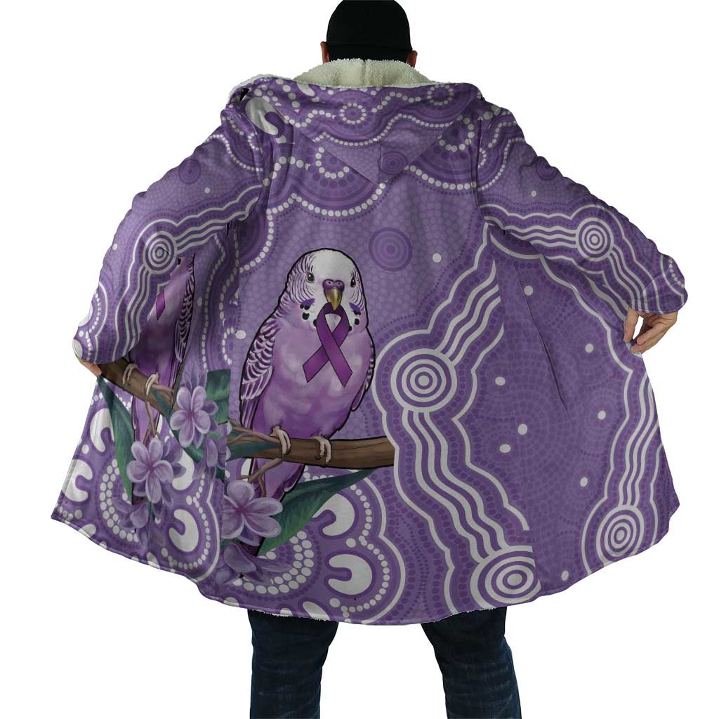 Australia Epilepsy Awareness Cloak Purple Budgerigar Plumeria Aboriginal - Aussie Hoodie