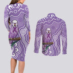 Australia Epilepsy Awareness Couples Matching Long Sleeve Bodycon Dress and Long Sleeve Button Shirt Purple Budgerigar Plumeria Aboriginal - Aussie Hoodie