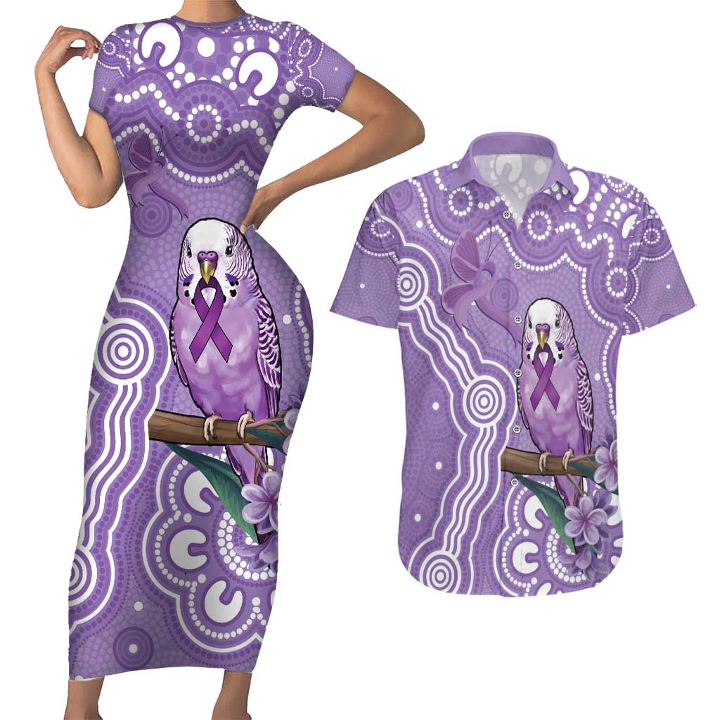 Australia Epilepsy Awareness Couples Matching Short Sleeve Bodycon Dress and Hawaiian Shirt Purple Budgerigar Plumeria Aboriginal - Aussie Hoodie