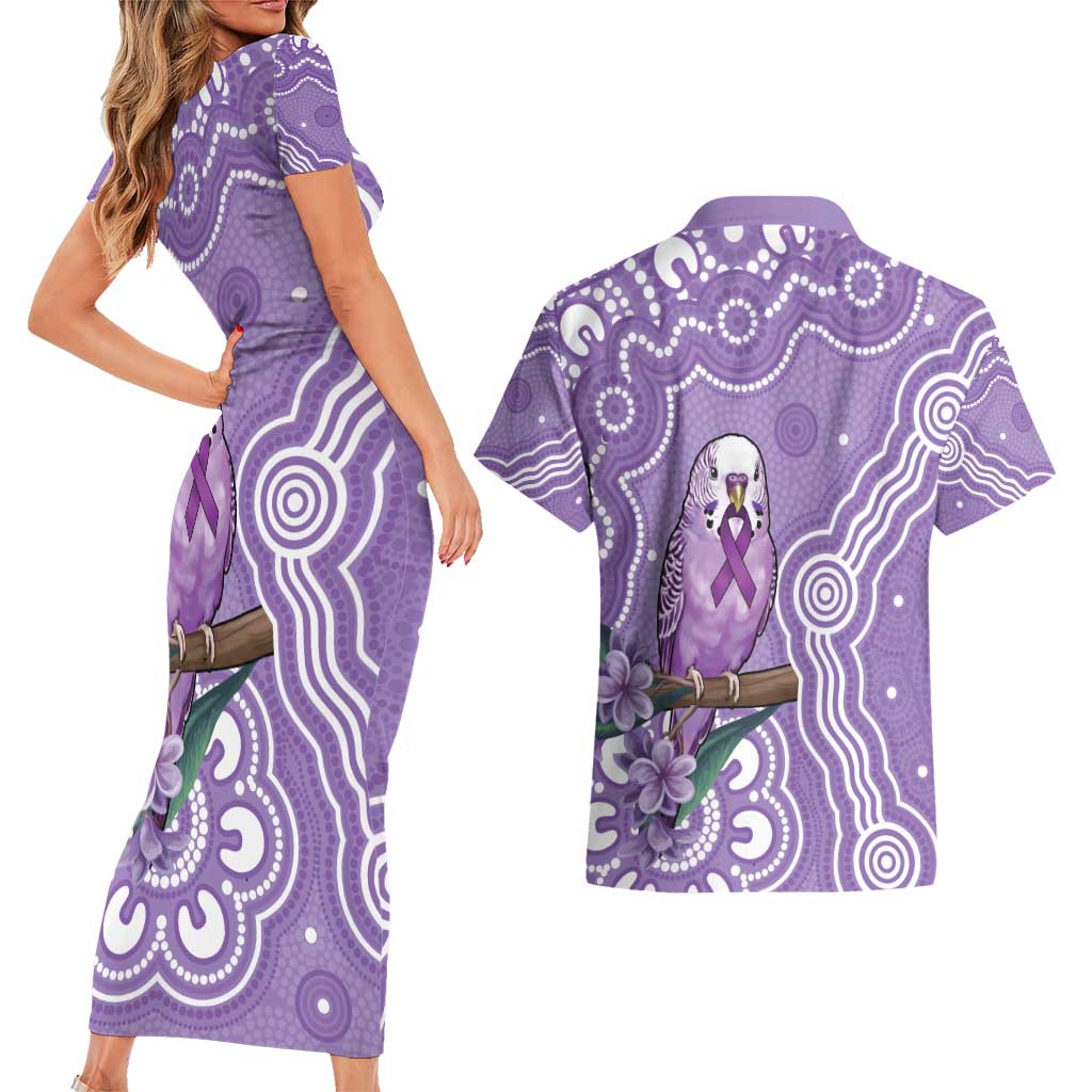 Australia Epilepsy Awareness Couples Matching Short Sleeve Bodycon Dress and Hawaiian Shirt Purple Budgerigar Plumeria Aboriginal - Aussie Hoodie