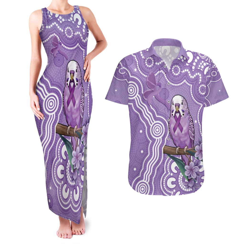 Australia Epilepsy Awareness Couples Matching Tank Maxi Dress and Hawaiian Shirt Purple Budgerigar Plumeria Aboriginal - Aussie Hoodie