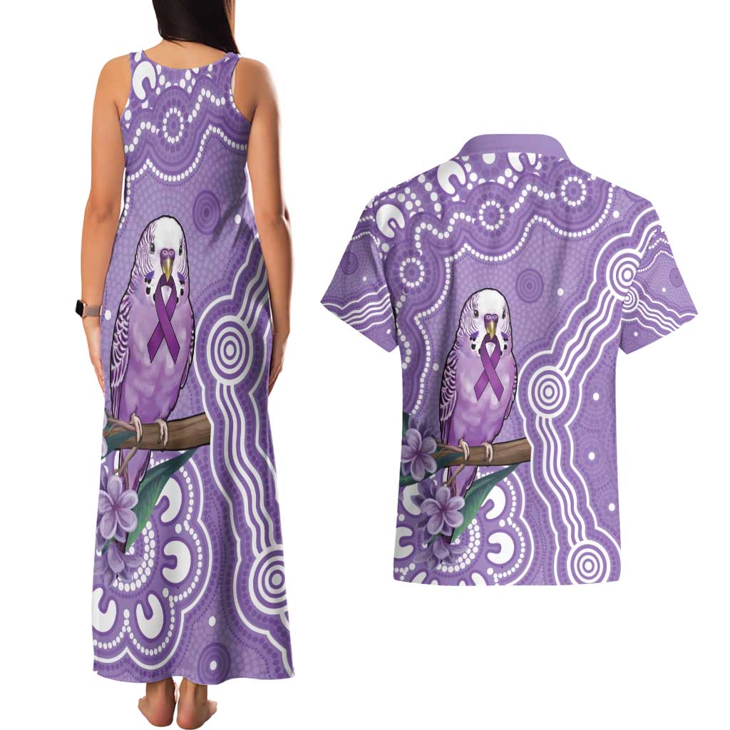 Australia Epilepsy Awareness Couples Matching Tank Maxi Dress and Hawaiian Shirt Purple Budgerigar Plumeria Aboriginal - Aussie Hoodie