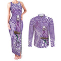 Australia Epilepsy Awareness Couples Matching Tank Maxi Dress and Long Sleeve Button Shirt Purple Budgerigar Plumeria Aboriginal - Aussie Hoodie