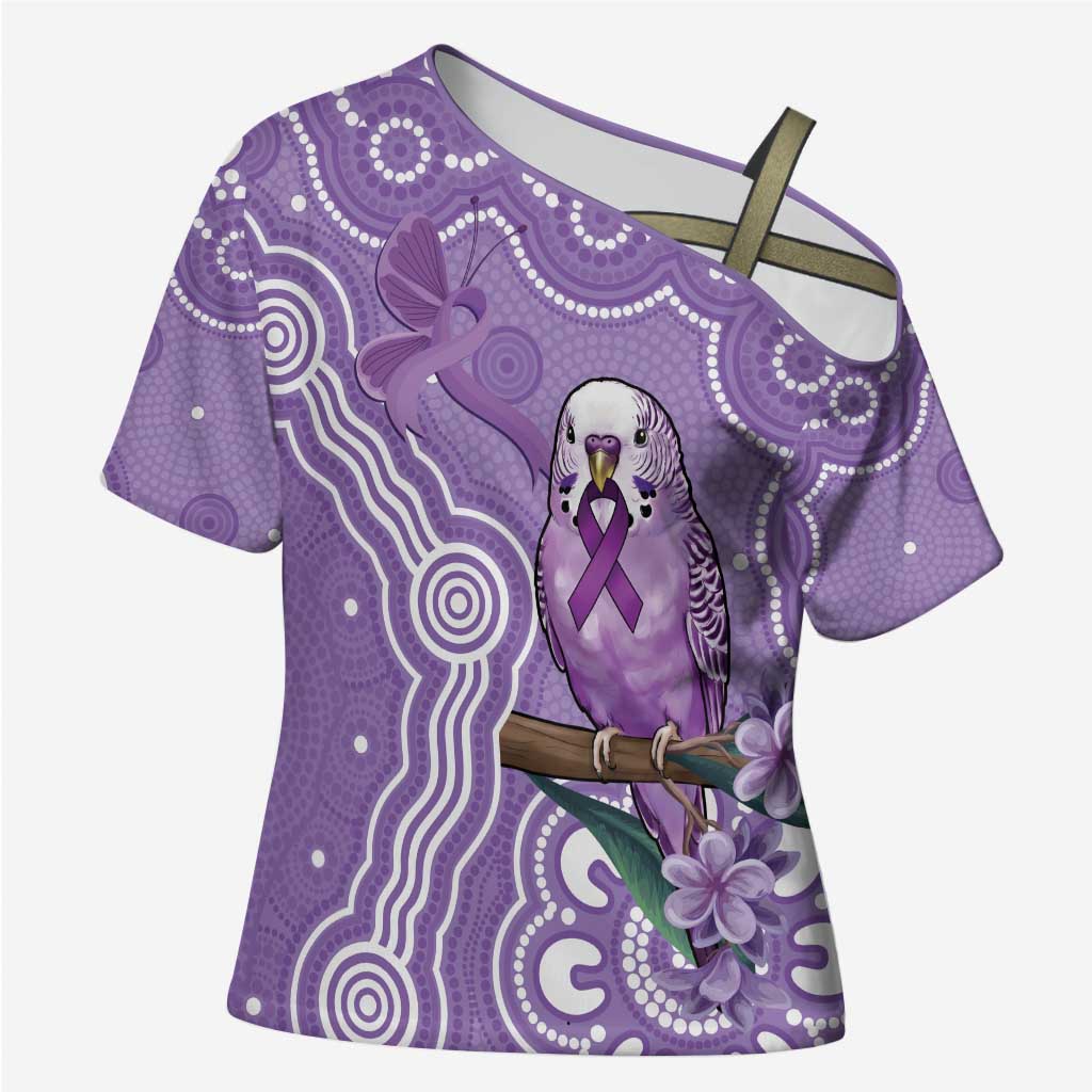 Australia Epilepsy Awareness Cross Shoulder Shirt Purple Budgerigar Plumeria Aboriginal - Aussie Hoodie