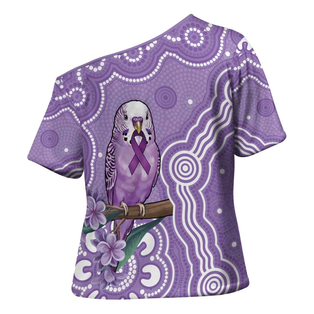 Australia Epilepsy Awareness Cross Shoulder Shirt Purple Budgerigar Plumeria Aboriginal - Aussie Hoodie