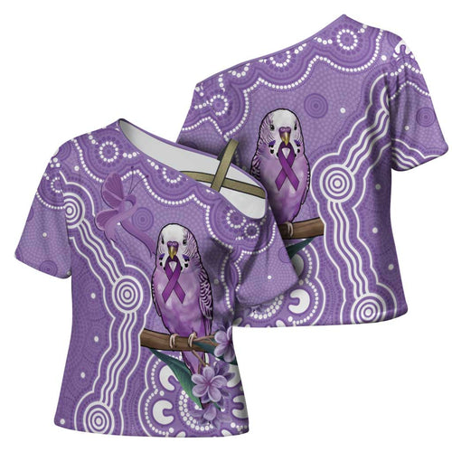 Australia Epilepsy Awareness Cross Shoulder Shirt Purple Budgerigar Plumeria Aboriginal - Aussie Hoodie