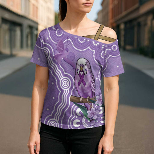 Australia Epilepsy Awareness Cross Shoulder Shirt Purple Budgerigar Plumeria Aboriginal - Aussie Hoodie