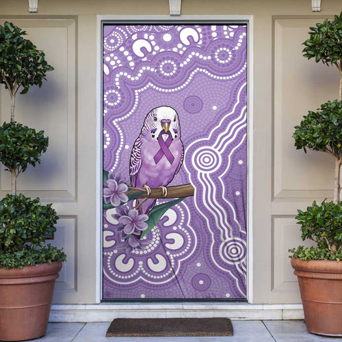 Australia Epilepsy Awareness Door Cover Purple Budgerigar Plumeria Aboriginal - Aussie Hoodie