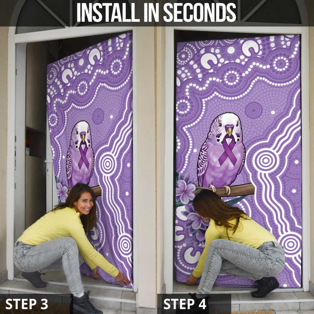 Australia Epilepsy Awareness Door Cover Purple Budgerigar Plumeria Aboriginal - Aussie Hoodie