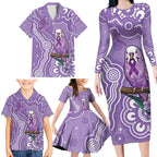 Australia Epilepsy Awareness Family Matching Long Sleeve Bodycon Dress and Hawaiian Shirt Purple Budgerigar Plumeria Aboriginal - Aussie Hoodie
